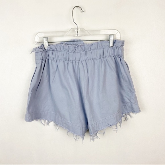 Urban Outfitters Ecote blue paper bag waisted shorts high rise raw hem size L - Picture 5 of 9
